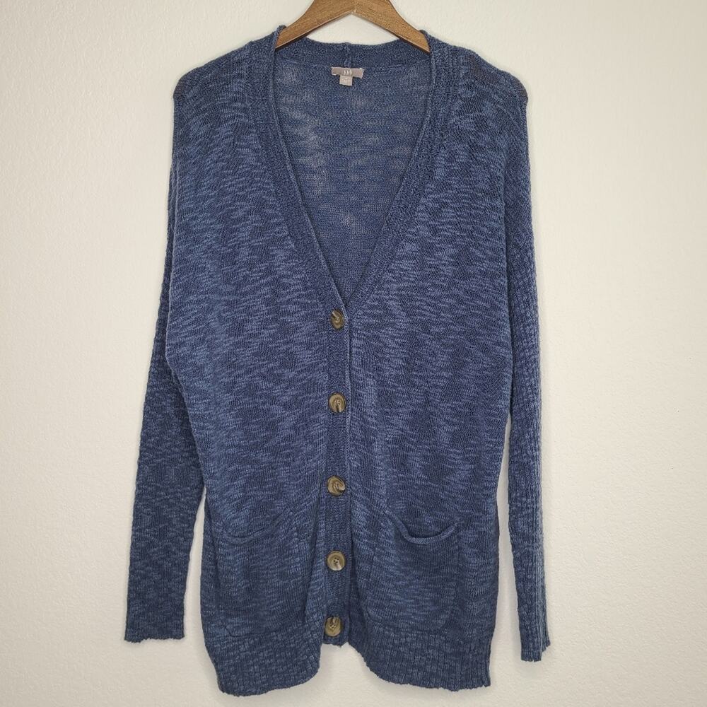 J. Jill Blue Button-Up Cardigan Sweater Medium